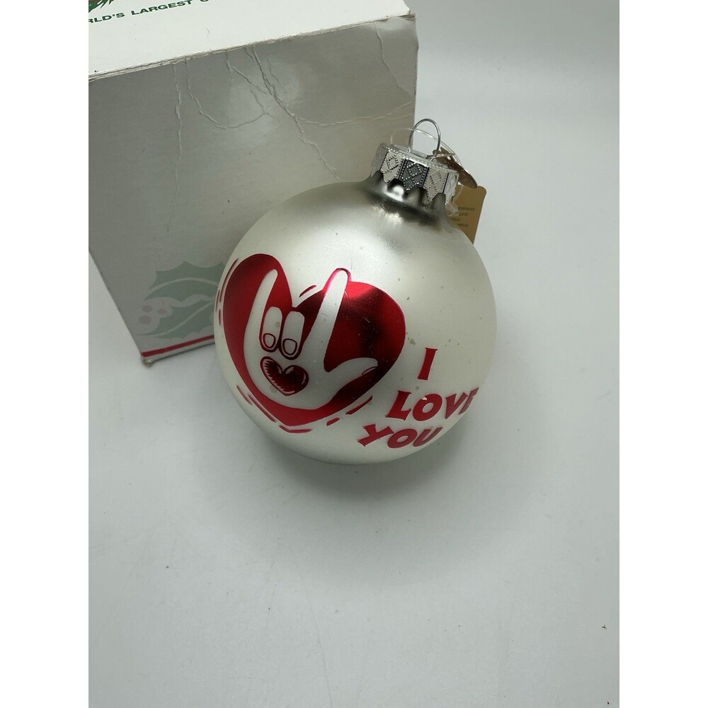 I Love You | Sign Language | Christmas Tree Glass Ornament | 3”